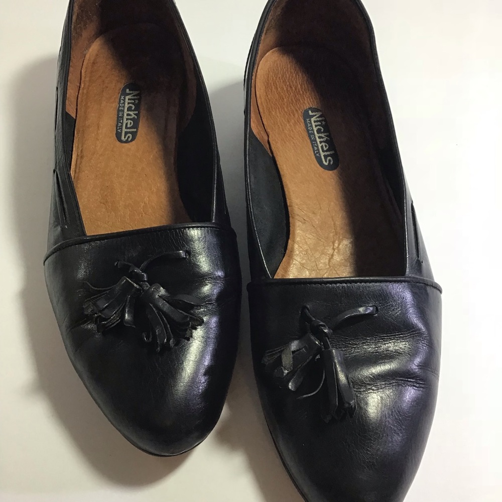 Nickels black tassel leather loafers